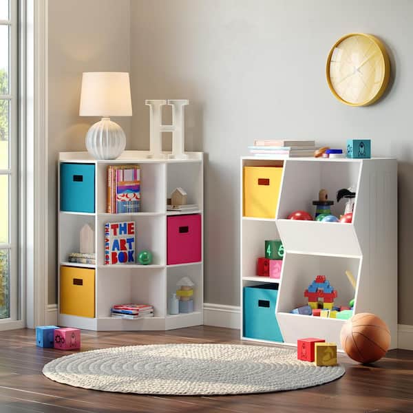Costway 3-tier Kid Storage Shelf Cubes W/3 Baskets Corner Cabinet