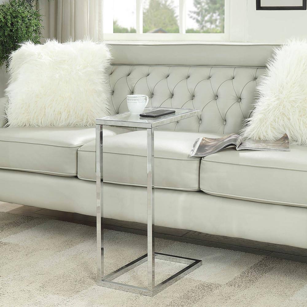 Chrome and Clear Glass Rectangular End Table, 26 in.