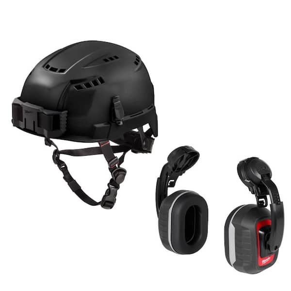 Milwaukee BOLT Black Type 2 Class C Vented Safety Helmet W/ BOLT Earmuffs with Noise Reduction Rating of 26 dB