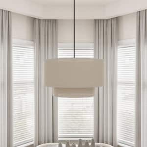 Modern 20 in. 3-Light Drum Chandelier Hanging Lamp Fixture with 2-Tier Linen Fabrics Lampshade