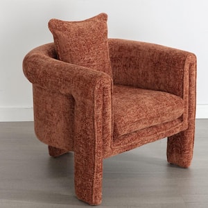 Modern Burnt Orange Polyester Upholstered Arm Chair, Accent Chair for Living Room, Guest Room, Office