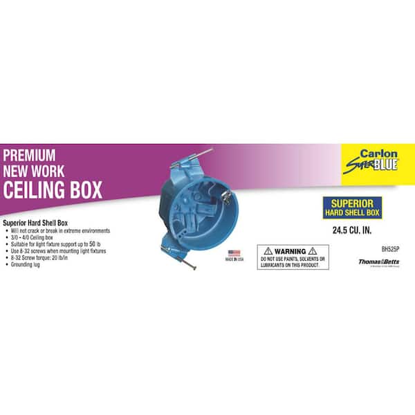 24.5 cu. in. Hard Shell PVC New Work Electrical Ceiling Box with Ground Lug (BH525P)