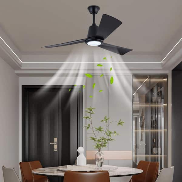 42 in. Smart Indoor Black Modern 6-Speed Reversible Ceiling Fan with Adjustable White Integrated LED and Remote