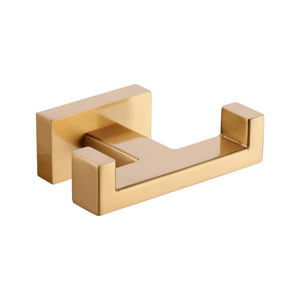 SUS304 Stainless Steel Knob Double Robe/Towel Hook Bath Towel Hook Wall Mounted Coat Rack in Brushed Gold