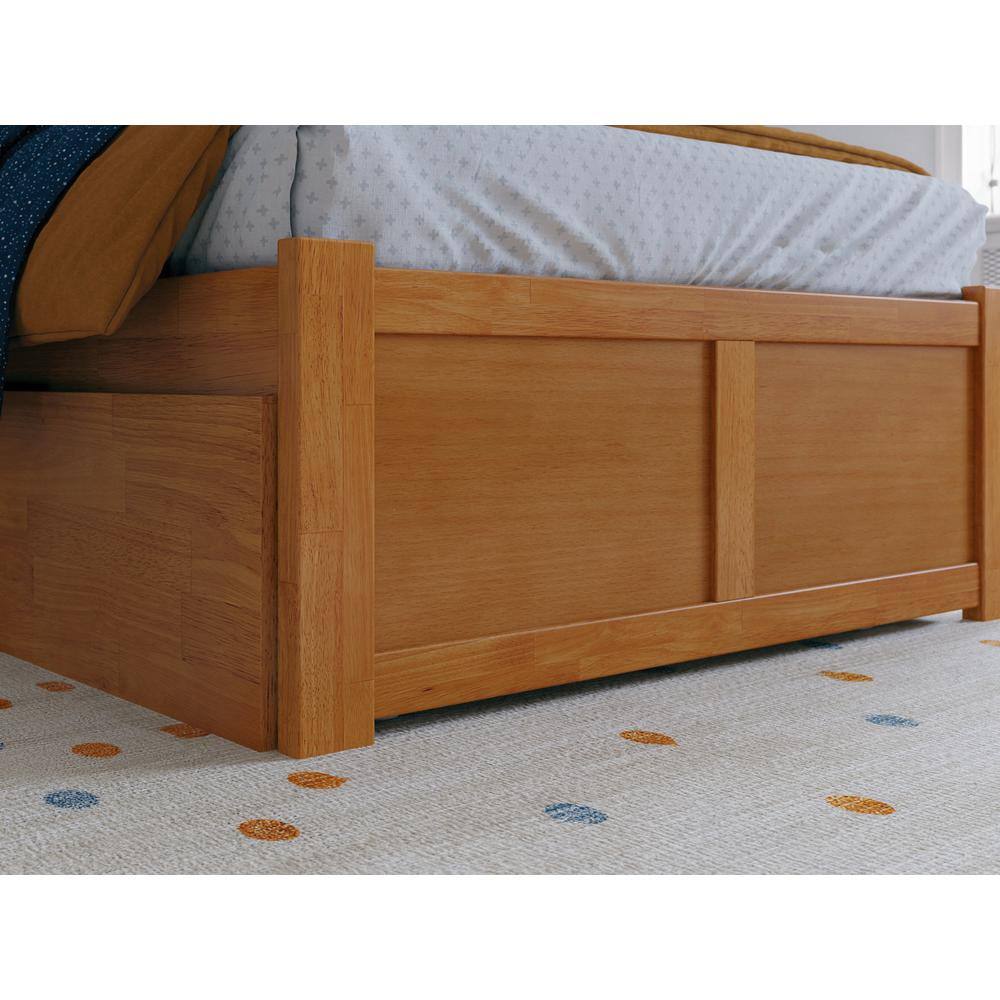 Light Toffee Twin Wood Platform Bed with Storage Drawers
