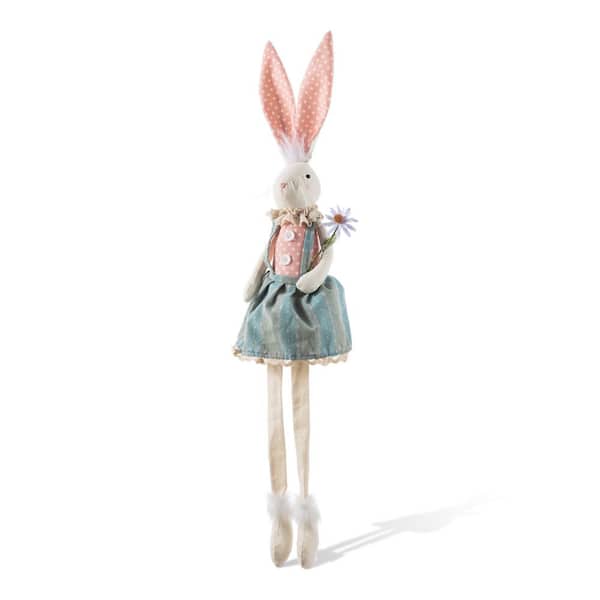 29.5 in. H Easter Fabric Girl Bunny with Dangling Legs