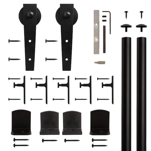 Unbranded Wedge Black Rolling Door Hardware Kit for 3/4 in. to 1-1/2 in. Door