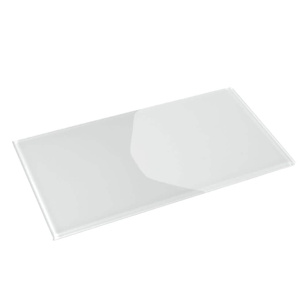 White 8x16 Polished Glass Subway Tile for Walls and Floors