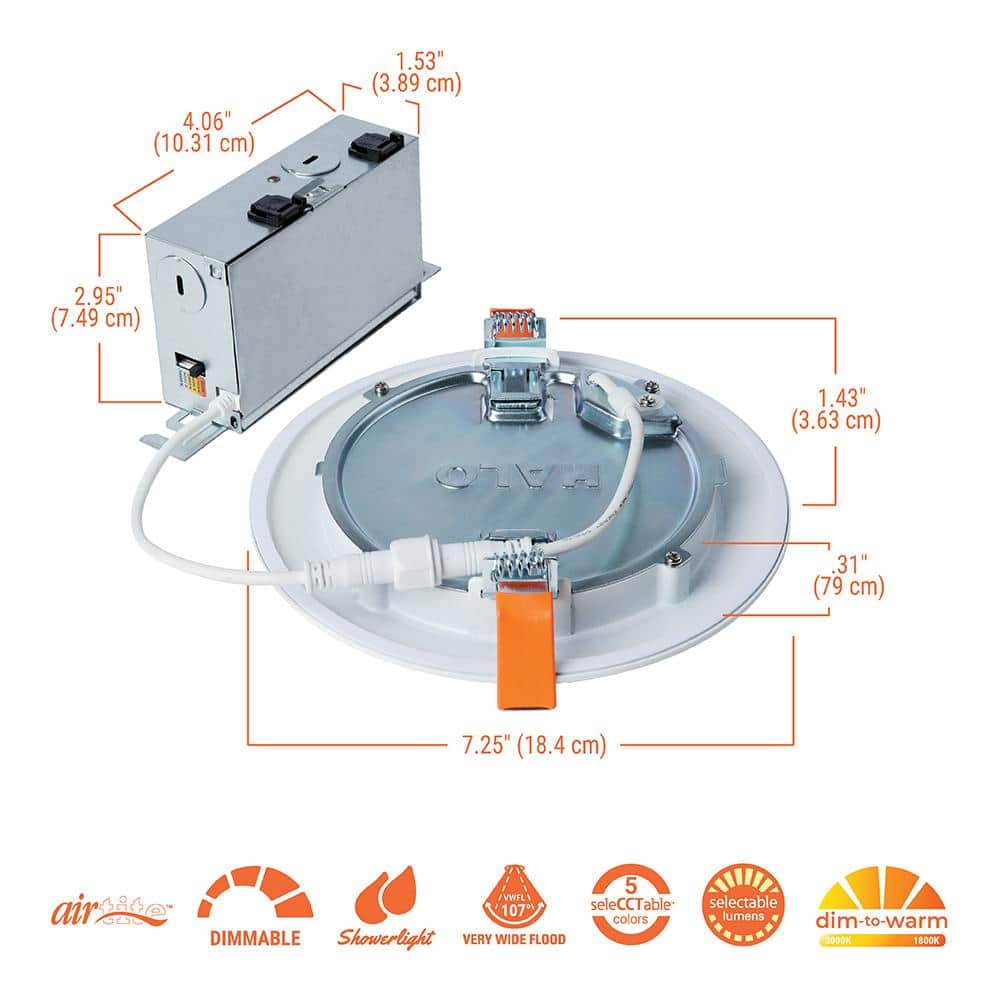 White Aluminum Ultra-Slim Regressed LED Downlight with Dim to Warm