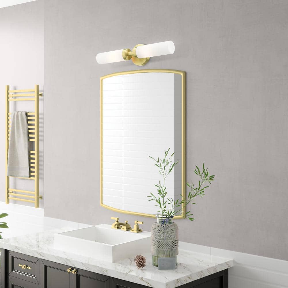Satin Brass and Opal Glass 18" Modern Vanity Light