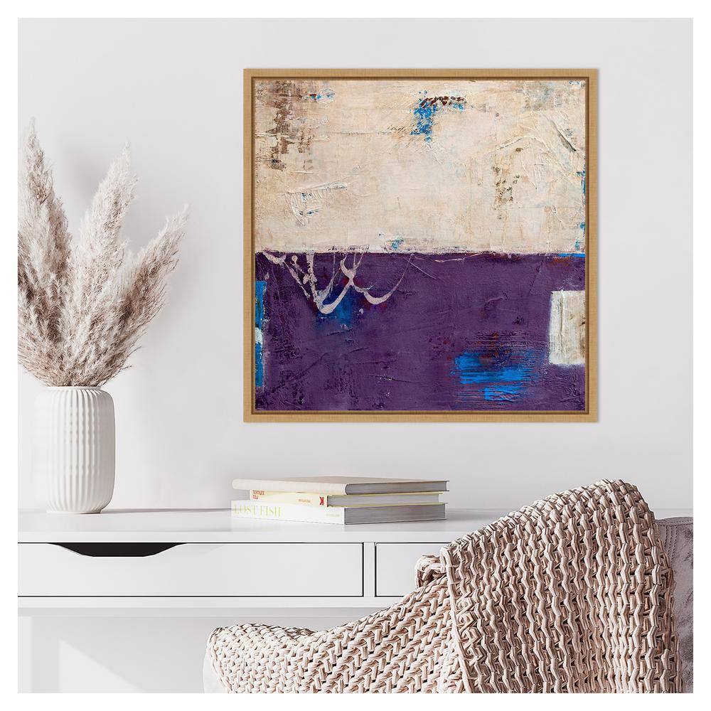 Erin Ashley Abstract Purple and Cream Canvas Wall Art with Maple Frame