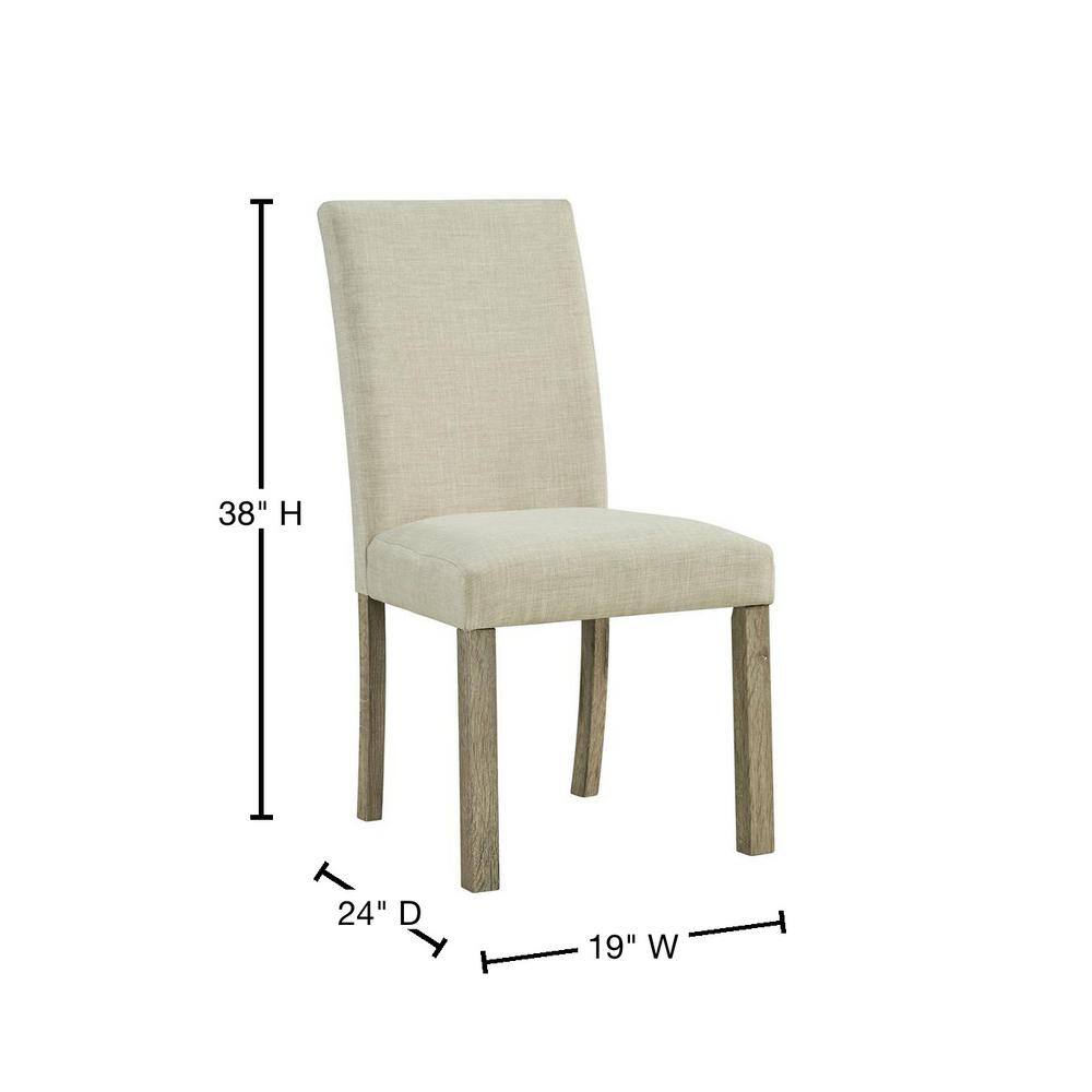 Gray Linen Upholstered Wood Side Chair Set