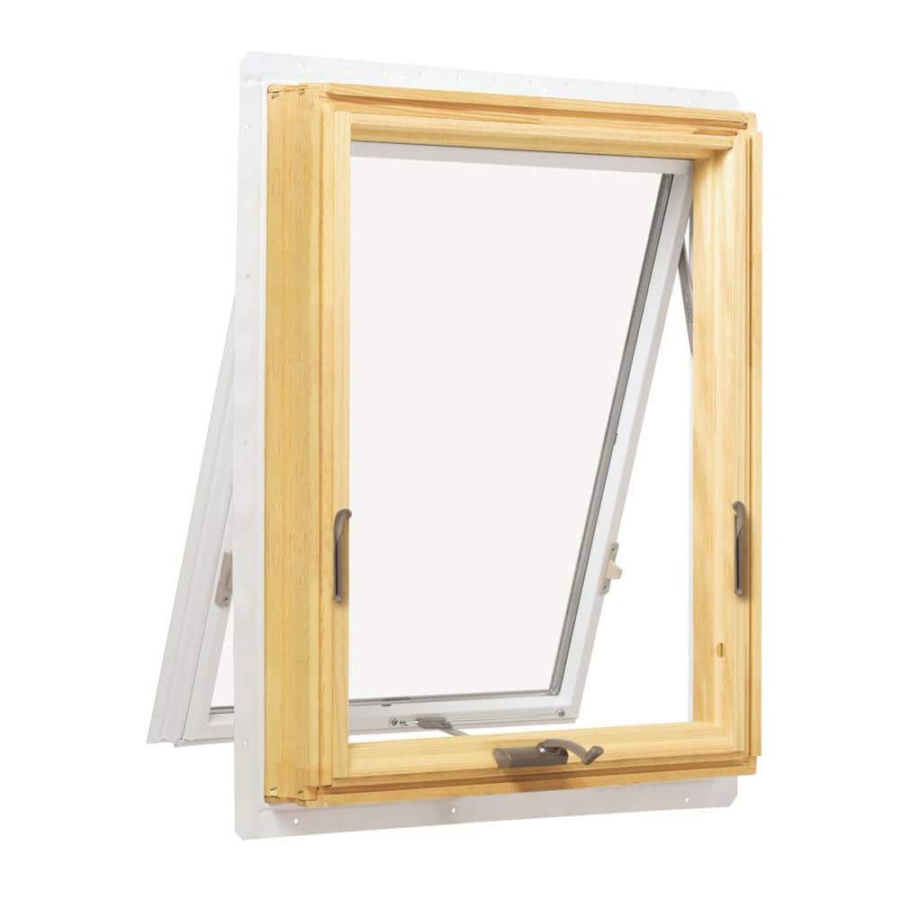31-1/2 in. x 17 in. 400 Series White Awning Clad Wood Window with Pine Inte
