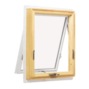 35-15/16 in. x 17 in. 400 Series White Awning Clad Wood Window with Pine Interior, Low-E Glass and Stone Hardware