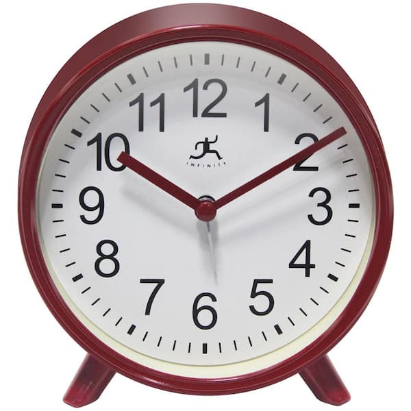 Infinity Instruments 5.75 in. Tabletop Alarm Clock, Red