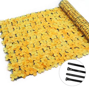 39 in. x 118 in. Artificial Yellow Flower Privacy Fence Screen Faux Hedge Panels Decorative Fence for Outdoor Garden