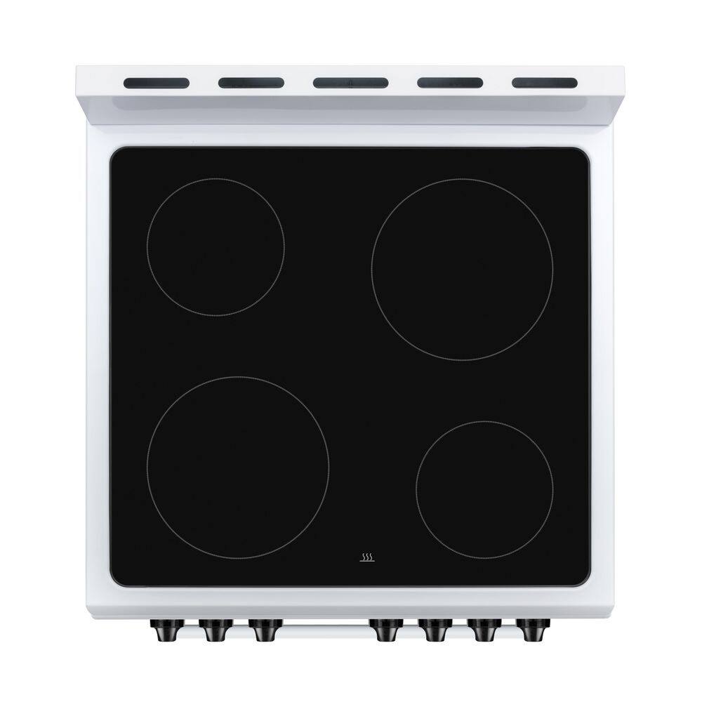 24" White Glass Top Freestanding Electric Range with Convection Oven