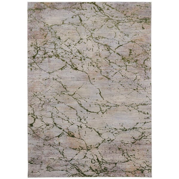 8 ft. x 10 ft. Taupe, Green, Tan Abstract Area Rug