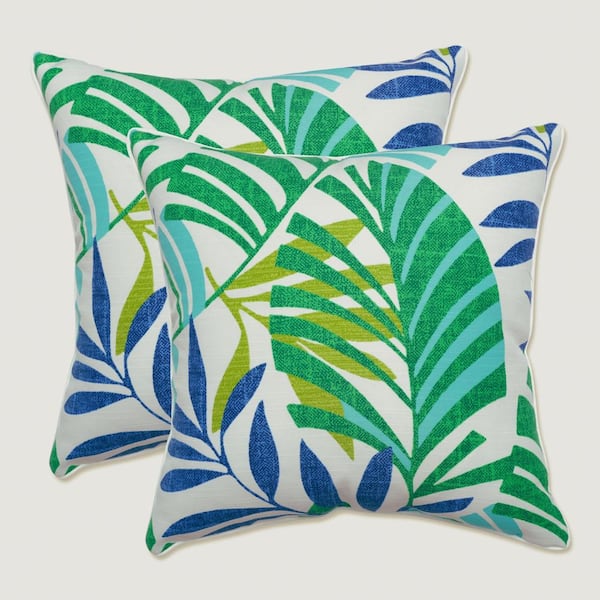 Pillow Perfect Floral Blue Square Outdoor Square Throw Pillow 2-Pack