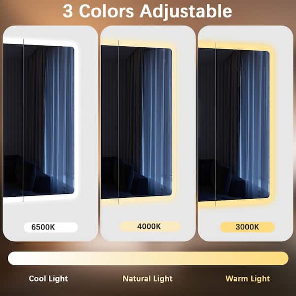 30 in. W x 32 in. H Rectangular LED Light Anti-Fog Aluminum Medicine Cabinet with 2 Mirror Doors and Adjustable Shelf
