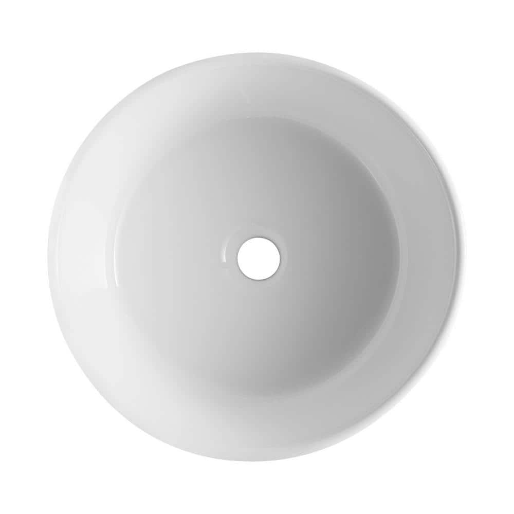 Symmetry 16" Round White Ceramic Above-Counter Vessel Sink
