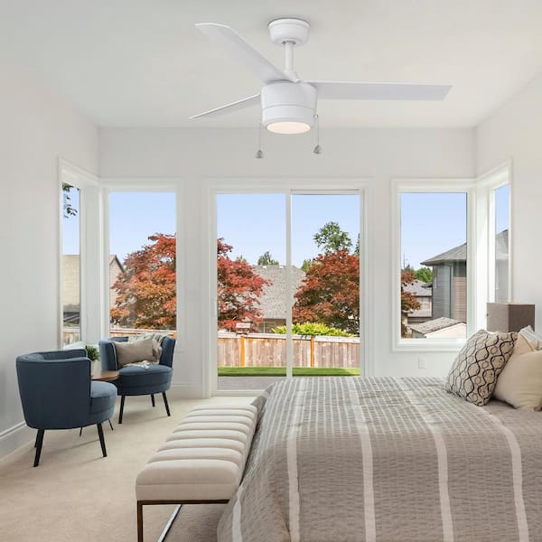 Tritour 52 in. Integrated LED Indoor Matte White Ceiling Fan with White Color Changing Light Kit