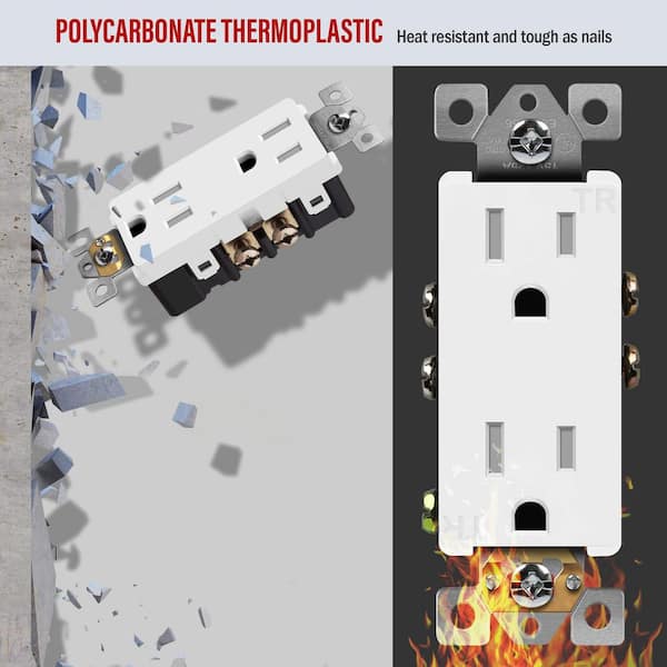 ENERLITES 15 Amp Tamper Resistant Decorator Duplex Outlet with