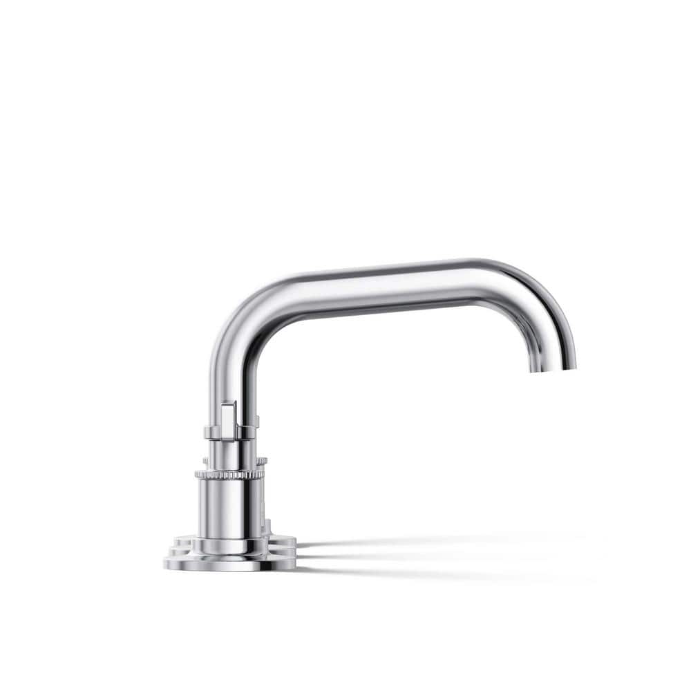 Polished Chrome Widespread Bathroom Sink Faucet with Knurled Levers