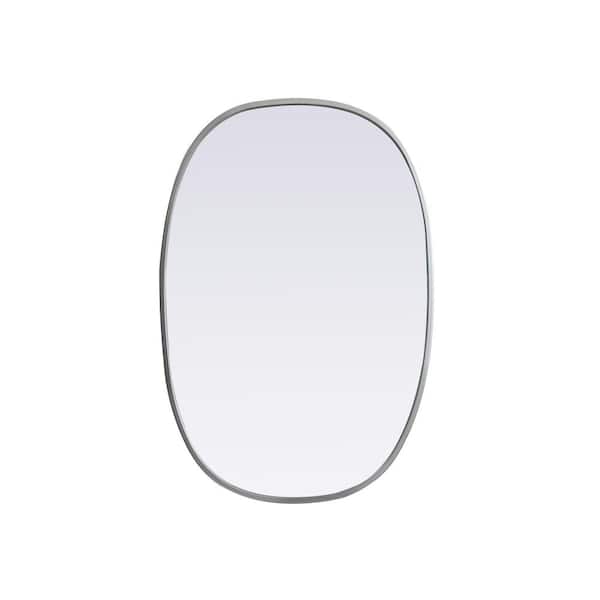 Unbranded Simply Living 20 in. W x 30 in. H Oval Metal Framed Silver Mirror