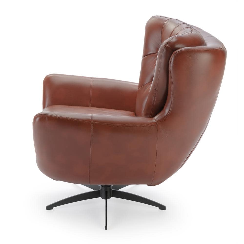 Midnight Blue Faux Leather Swivel Accent Chair with Manufactured Wood
