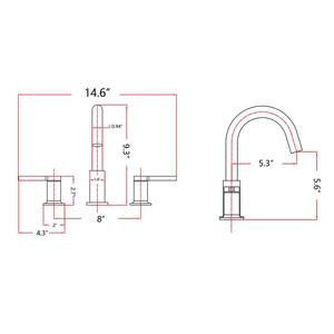 8 in. Widespread Double Handle Mid Arc Bathroom Faucet in Brushed Gold