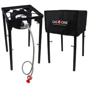 High Pressure Single Propane Burner Outdoor Cooker with Cover Combo