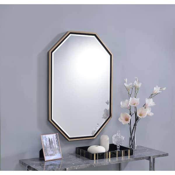 Medium Oval Champagne Beveled Glass Modern Mirror (36 in. H x 24 in. W)