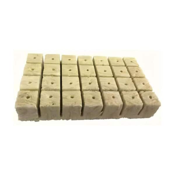 1.5 in. Rock Wool Starter Plugs for Hydroponics, Rockwool Grow Cubes, 1 Sheets of 28 Plugs (1-Pack)