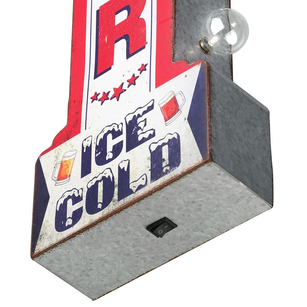 Vintage Metal LED Ice Cold Beer Marquee Sign