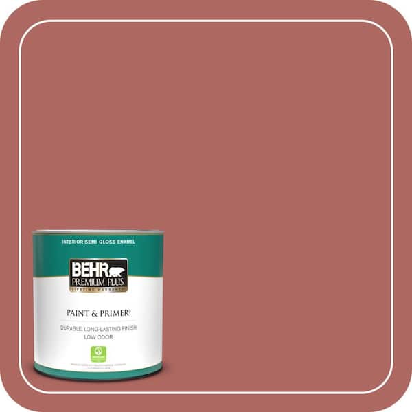 BEHR PREMIUM PLUS 1 qt. #PPU2-13 Colonial Brick Semi-Gloss Enamel Low Odor Interior Paint & Primer