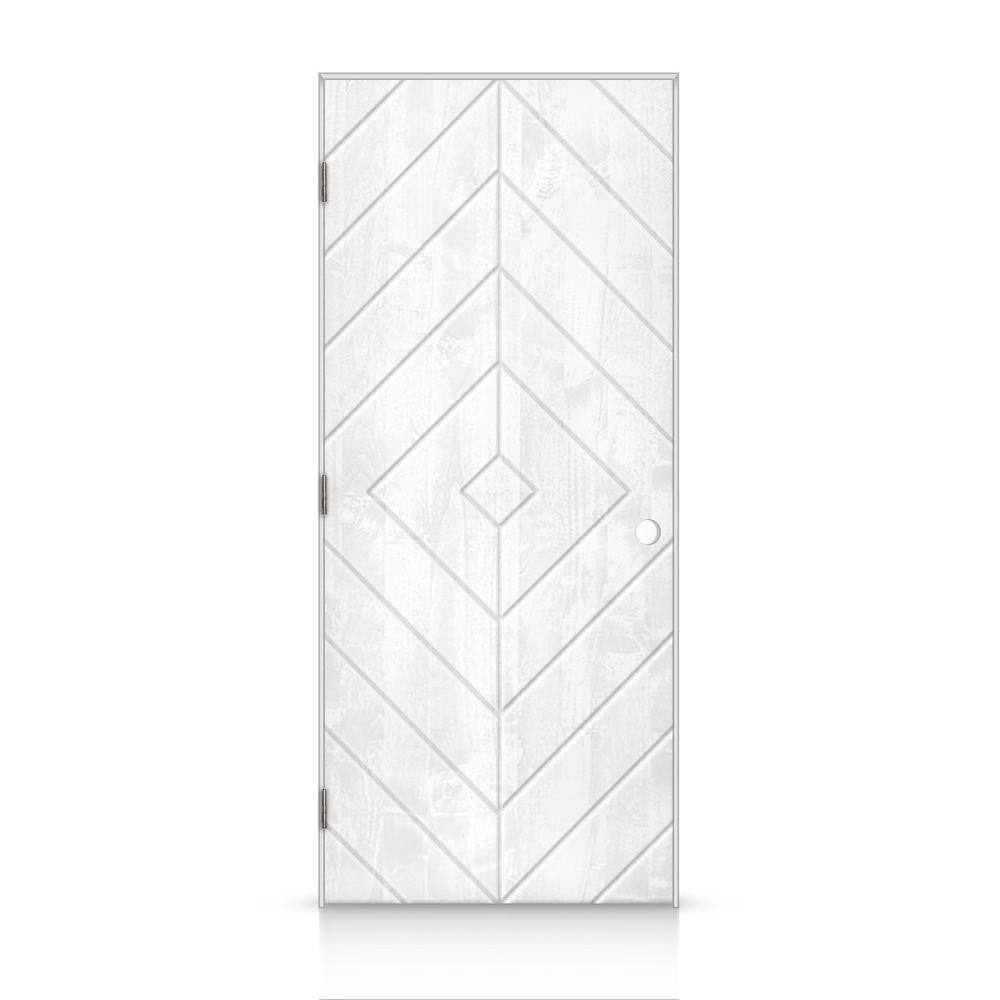 28 in. x 84 in. Diamond Right-Handed Hollow-Core White Stained Smooth Pine Wood Single Prehung Interior Door price history on PriceWatchPro