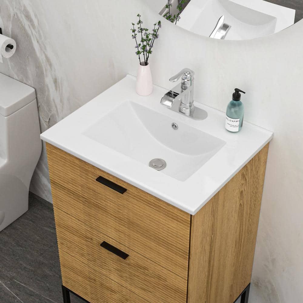 24x18" White Ceramic Rectangular Vanity Top with Single Sink