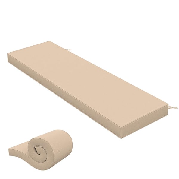 60 in. x 18 in. x 3.5 in. Rectangular Outdoor Porch Swing Bench Cushion Sand