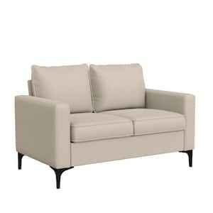 Alamay 54.5 in. Square Arm Polyester Casual Rectangle Loveseat in Beige