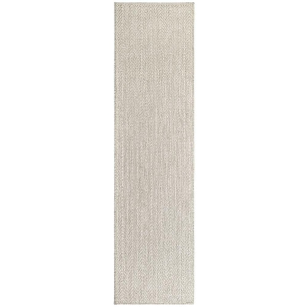Nourison Horizon Grey 2 ft. x 6 ft. Indoor/Outdoor Geometric Contemporary Runner Area Rug