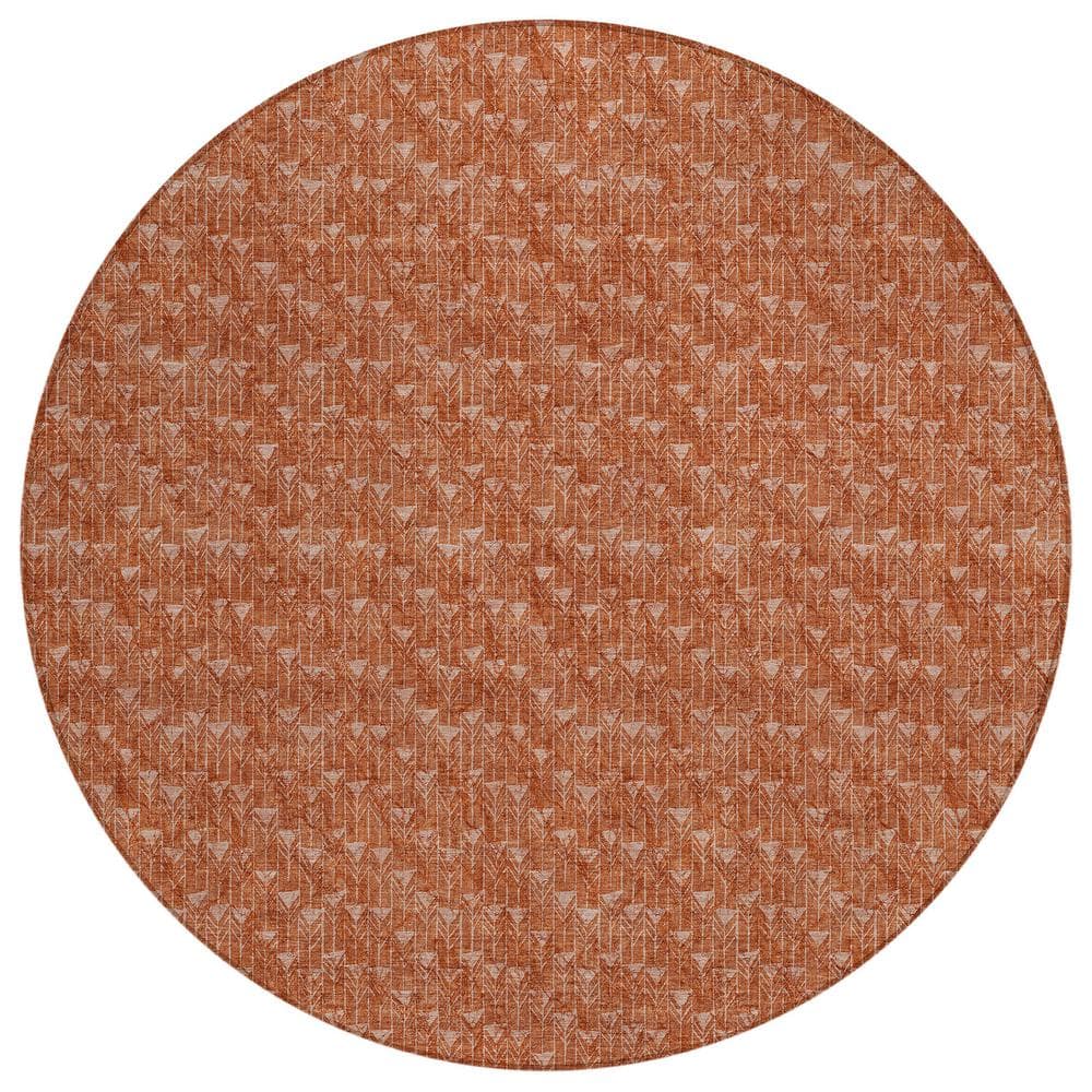 Chantille ACN514 Terracotta 8 ft. x 8 ft. Round Machine Washable Indoor/Out