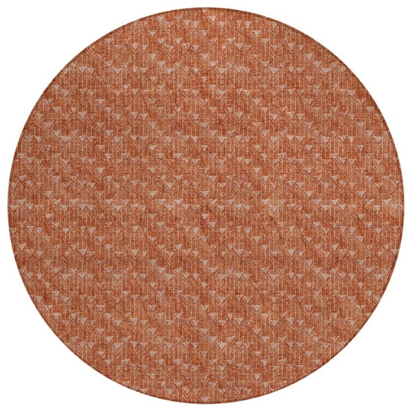 Addison Rugs Chantille ACN514 Terracotta 8 ft. x 8 ft. Round Machine Washable Indoor/Outdoor Geometric Area Rug