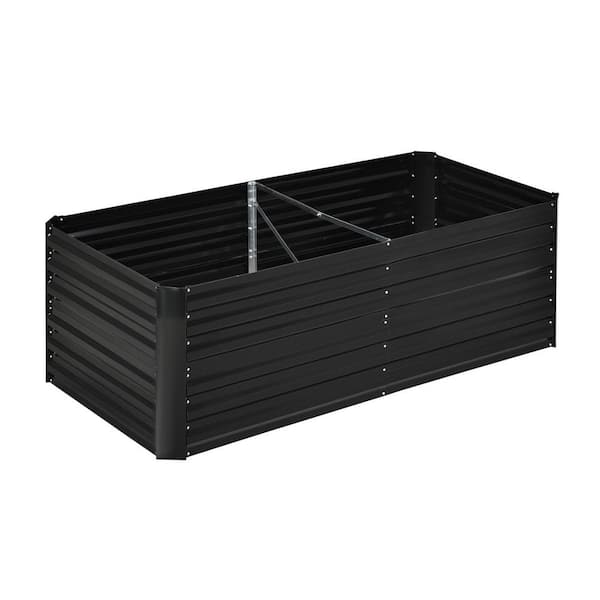 6 ft. x 3 ft. x 2 ft. Black Galvanized Raised Garden Bed Kit with Reinforcing Bars, Large and Tall Metal Planter Box