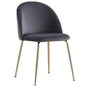 Miramar Dark Gray Velvet Metal Dining Chairs (Set of 2)