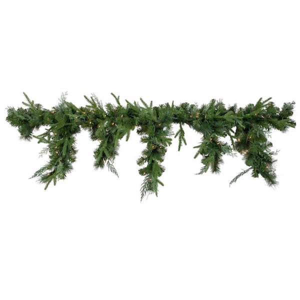 6' x 18" Pre-Lit Mixed Pine Artificial Christmas Icicle Garland Clear Lights