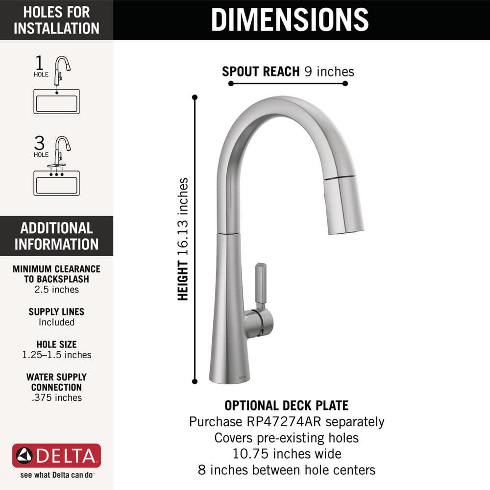 Monrovia Lumicoat Arctic Stainless Steel Pull Down Kitchen Faucet