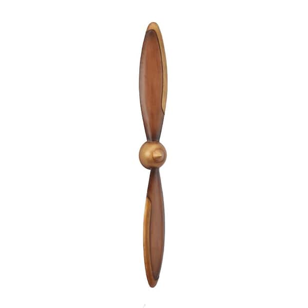 Litton Lane 42 in. x 5 in. Brown Metal Industrial Airplane Propeller Wall Decor