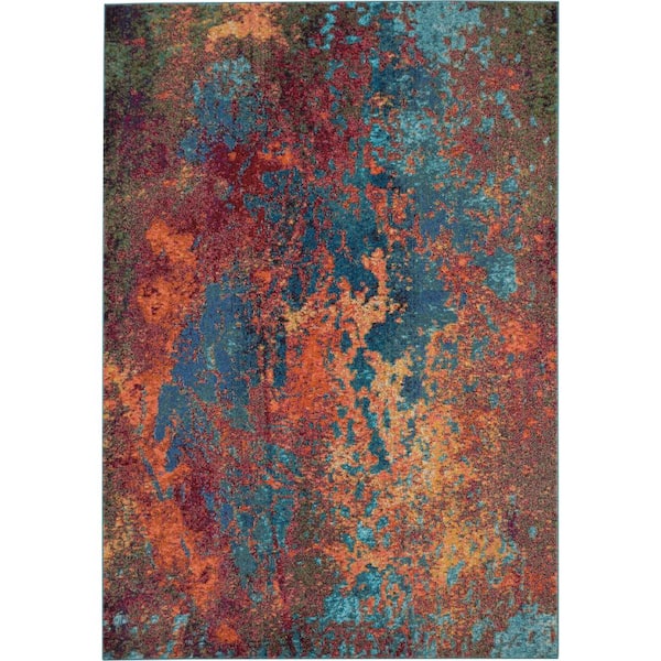Celestial Atlantic Blue 8 ft. x 11 ft. Abstract Modern Area Rug