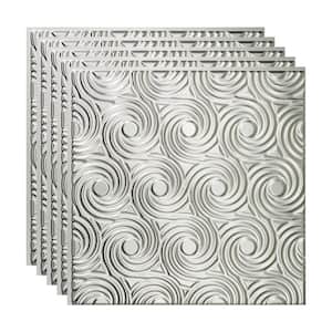 Cyclone 2 ft. x 2 ft. Glue Up Vinyl Ceiling Tile in Brushed Aluminum (20 sq. ft.)